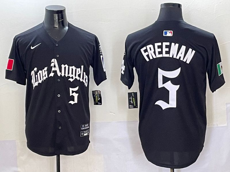 Men Los Angeles Dodgers #5 Freeman Black Five generations Joint Name 2025 Nike MLB Jersey style 6